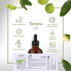 HBNO Tamanu oil texture appears rich yet absorbs quickly for non-greasy skin.