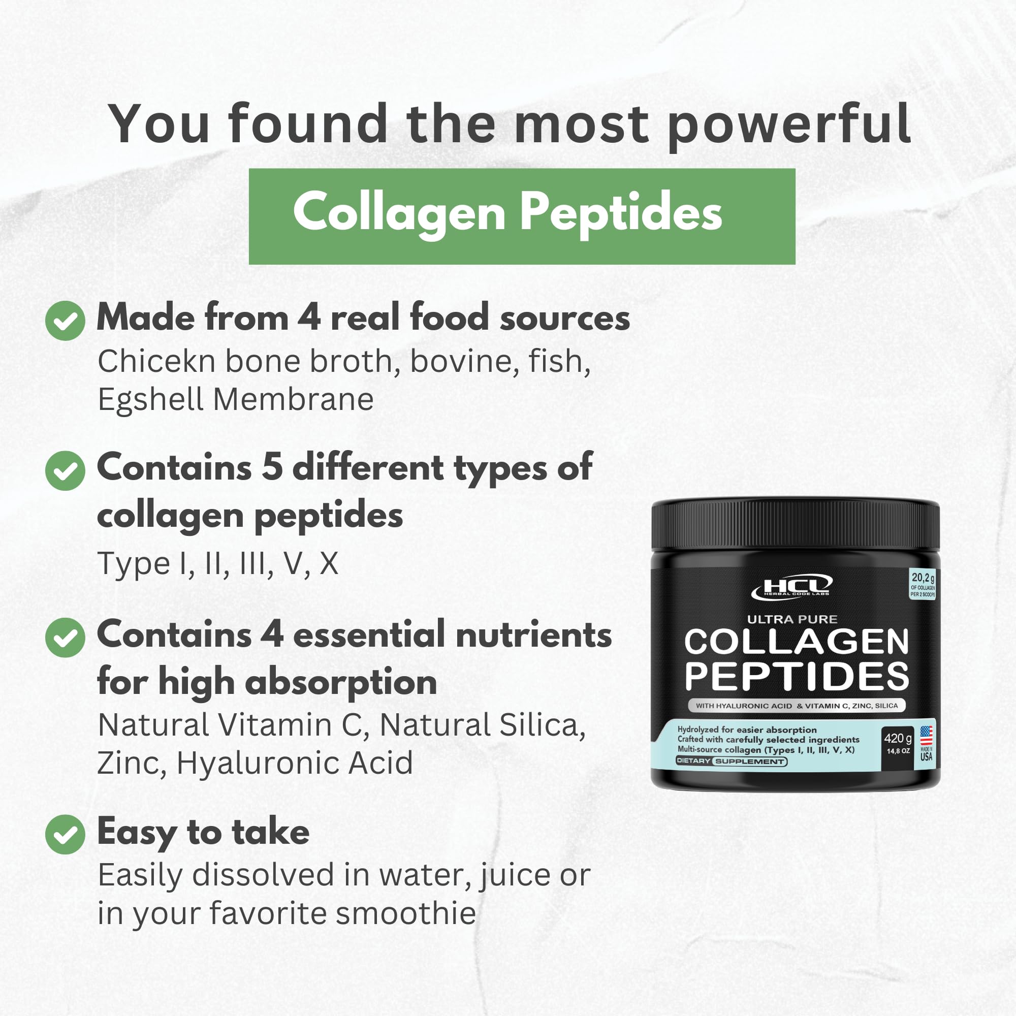 HCL Herbal Code Labs Collagen Peptides supports a simple daily routine