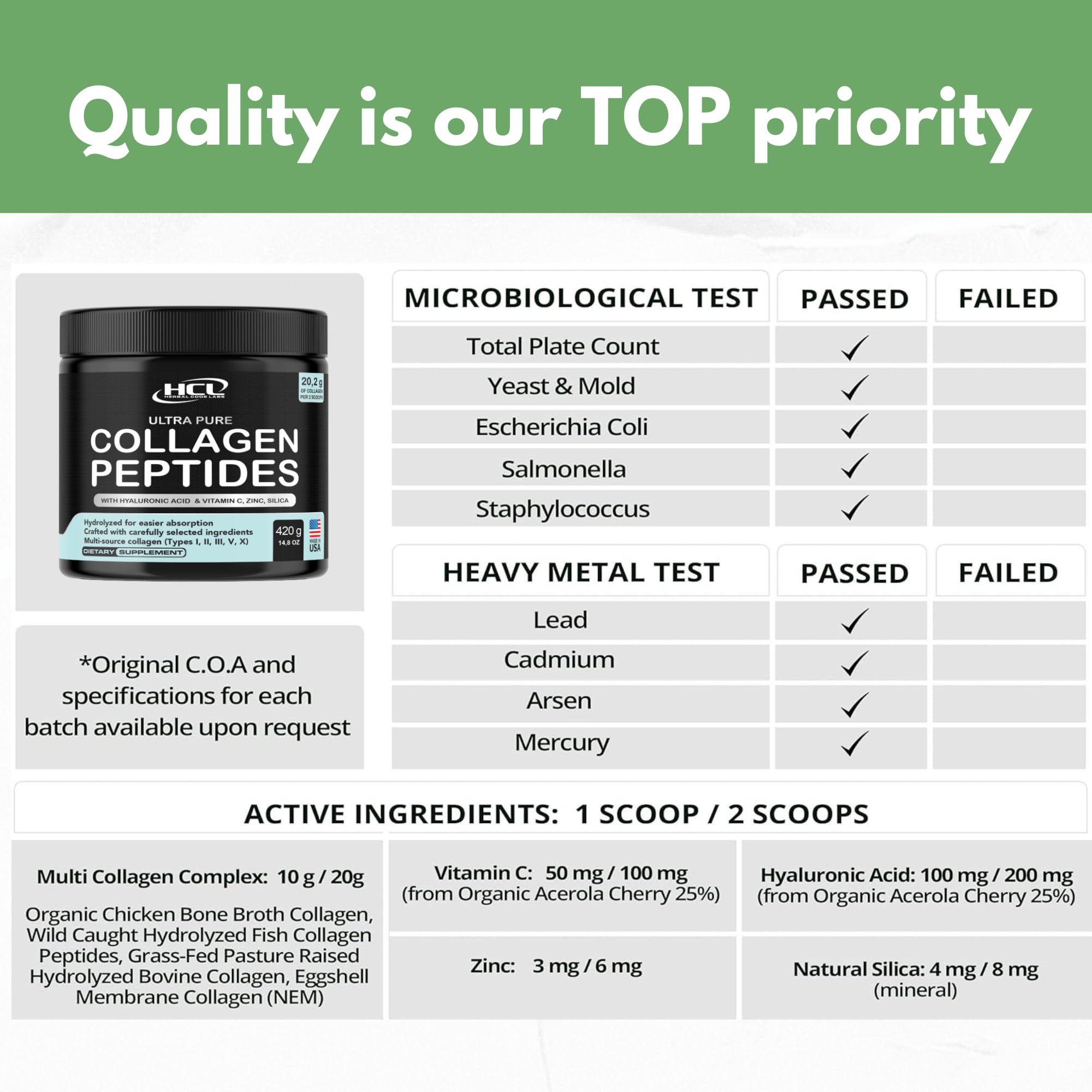 HCL Herbal Code Labs Collagen Peptides minimal ingredients for clean use