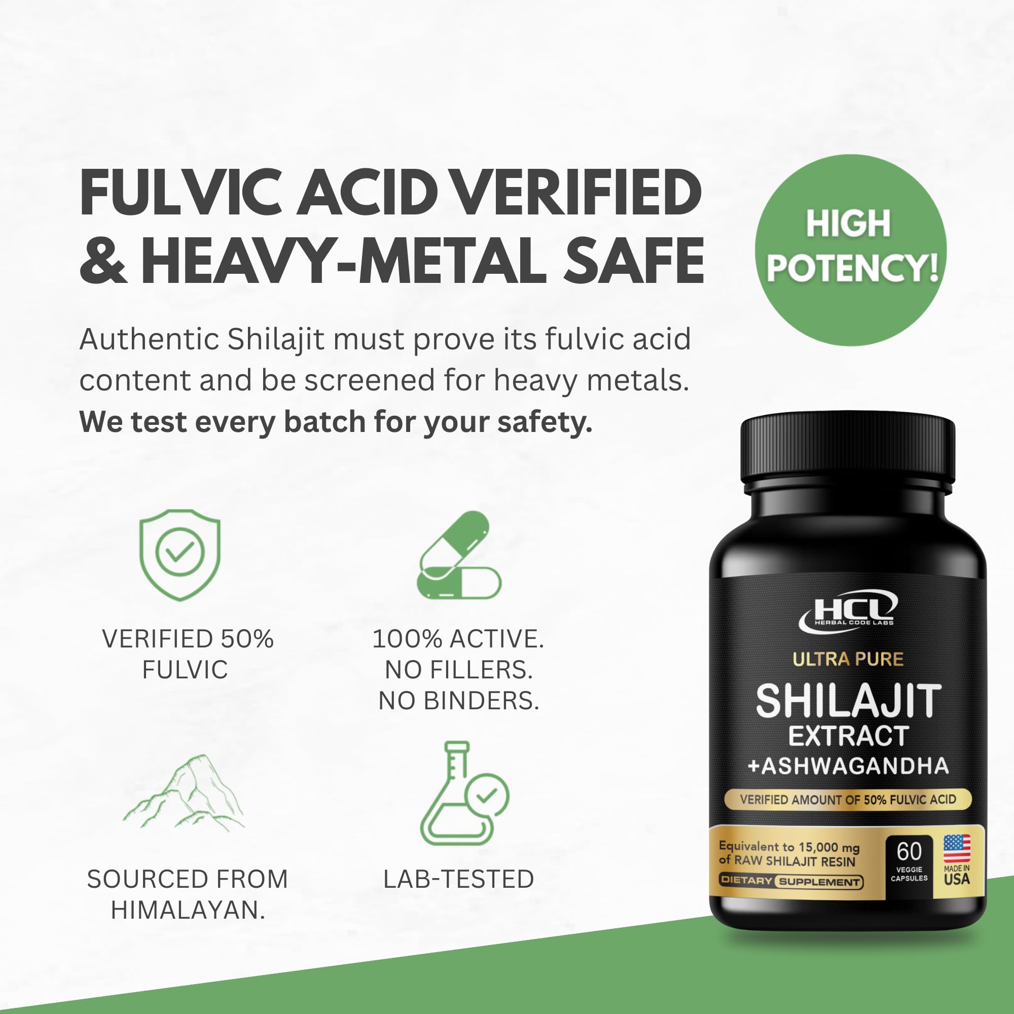 Shilajit resin capsules with Ashwagandha blend close-up highlights enhanced absorption.