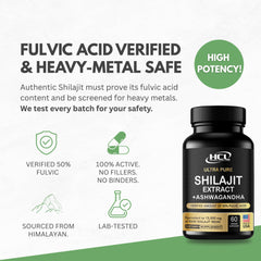 Shilajit resin capsules with Ashwagandha blend close-up highlights enhanced absorption.