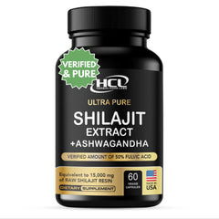 HCL Herbal Code Labs Pure Shilajit Resin Capsules bottle for daily vitality.