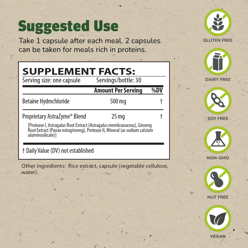 HCL-Stim capsules close-up designed to support digestion.
