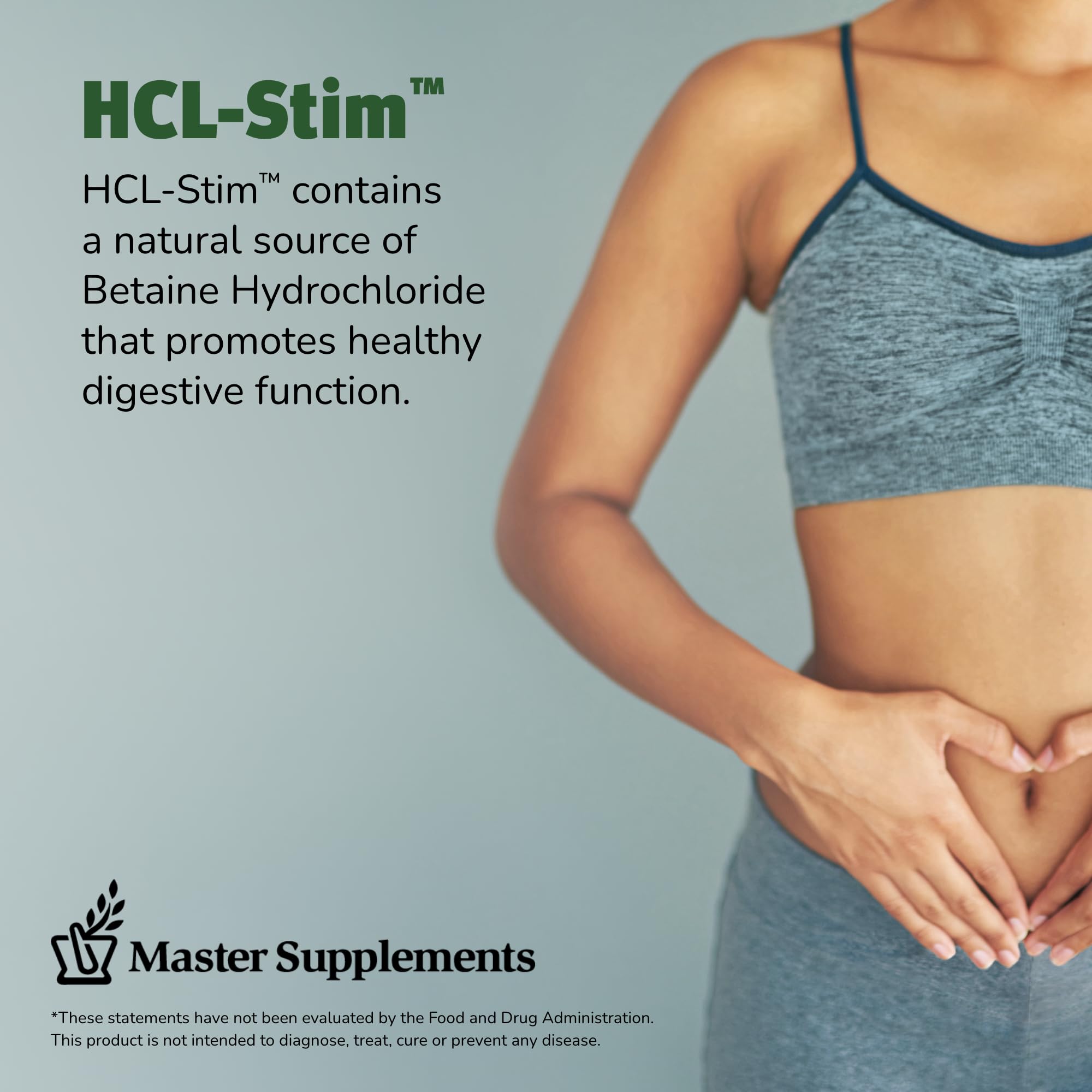 HCL-Stim packaging highlights vegan and gluten-free formula.