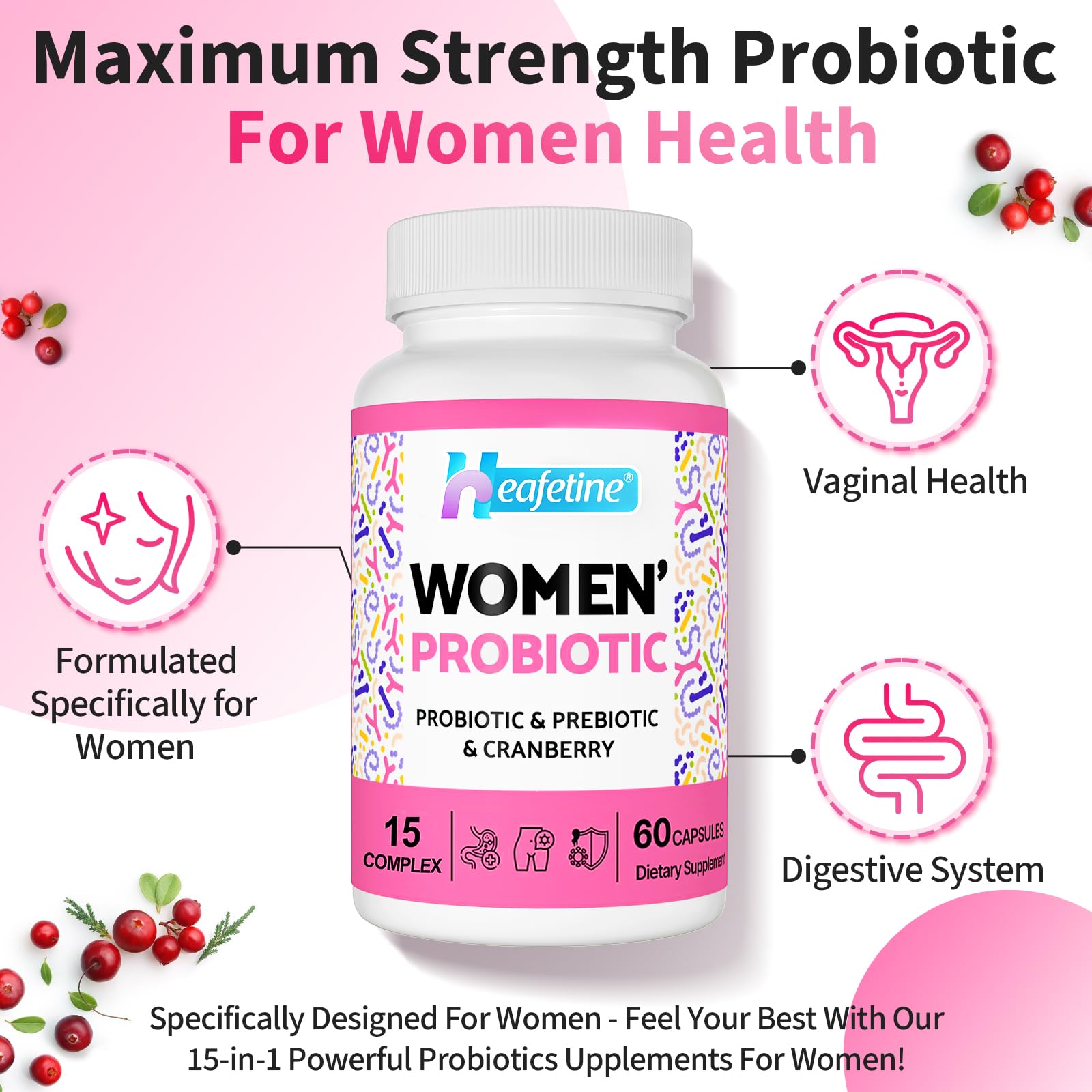 US-made production and third-party tested probiotics ensuring quality.