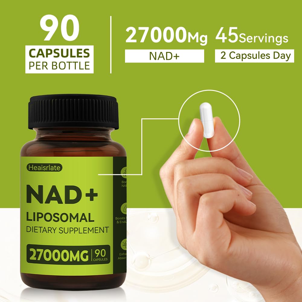 Heaisrlate NAD+ label close-up emphasizes third-party purity and quality.