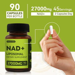 Heaisrlate NAD+ label close-up emphasizes third-party purity and quality.