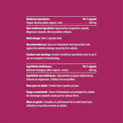 HEAL + CO Beetroot 650mg box shows 120 capsules, organic choice