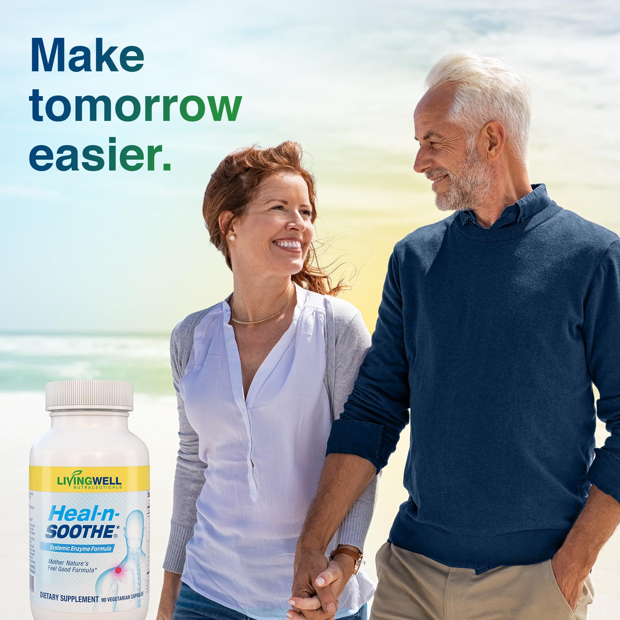 HEAL-N-SOOTHE enzymes formula close-up emphasizing tissue and circulation support.