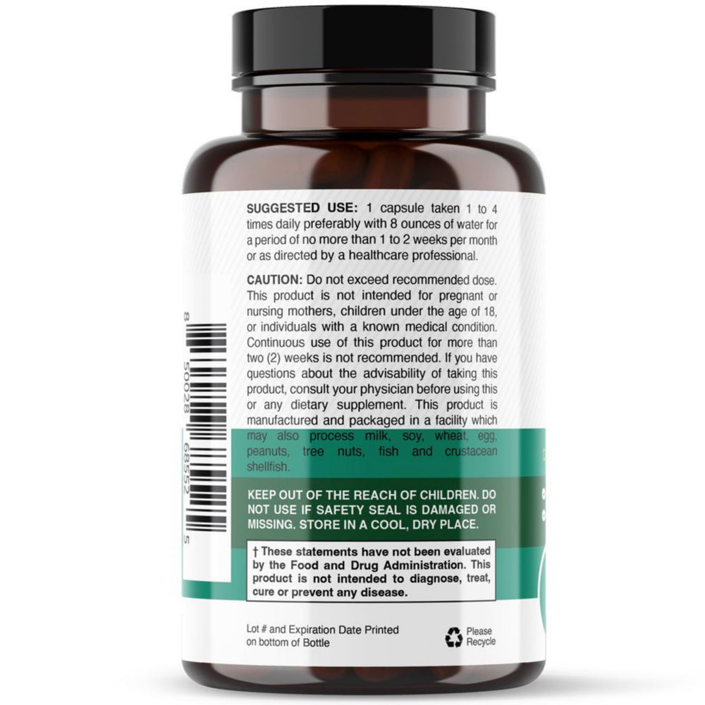 Healblend Detox Formula label close-up emphasizes quality and herbal formulation.