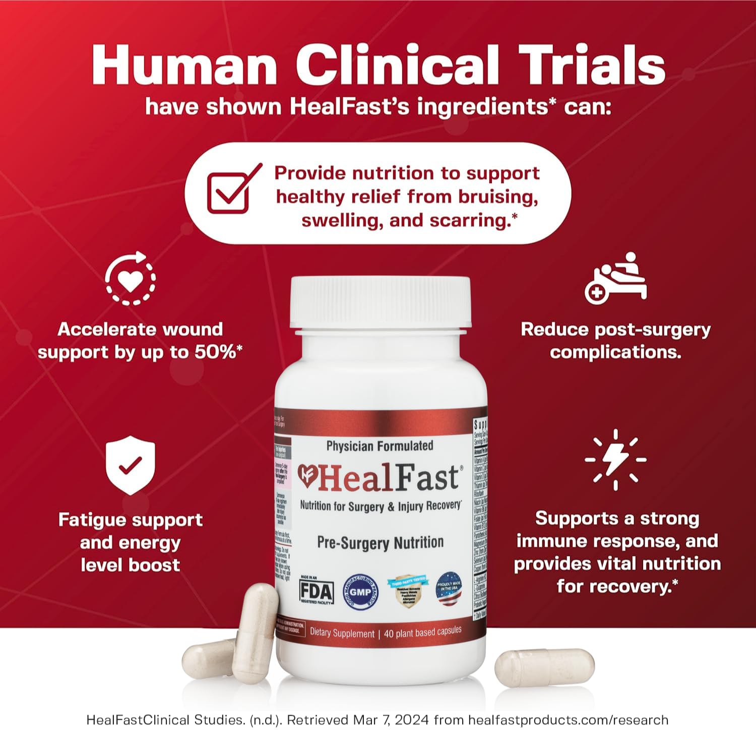 HealFast amino-acid blend pill visual aiding nutritional support for recovery