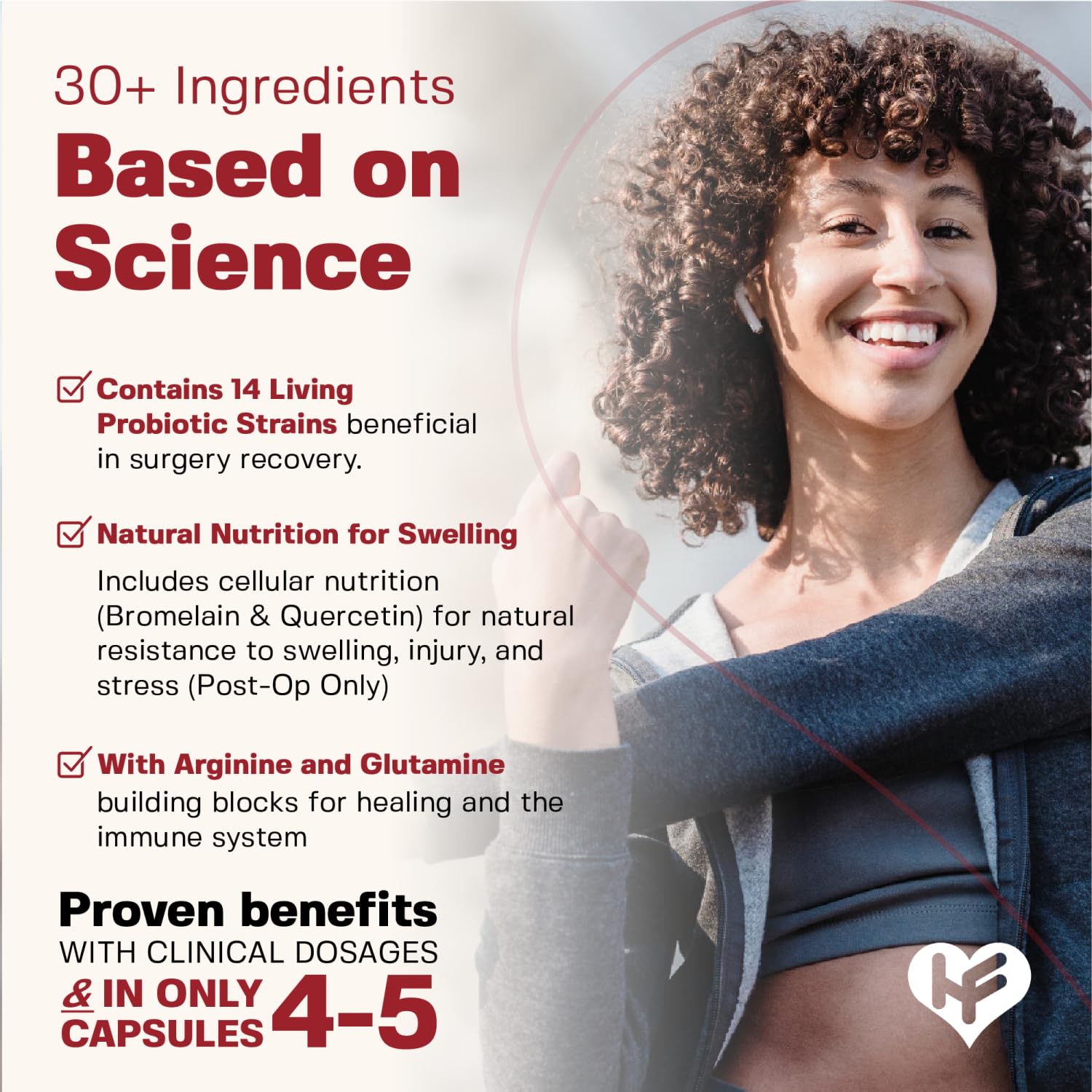 HealFast flavorless pill visual showing easy-to-swallow pre-op supplement