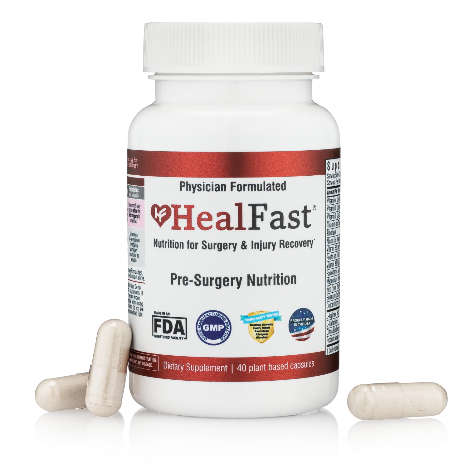 HealFast quercetin capsule visual for antioxidant support during pre-op recovery