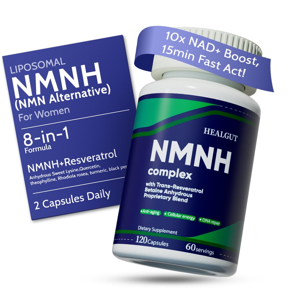 HEALGUT bottle liposomal NMNH demonstrating premium NMNH delivery for daily vitality.