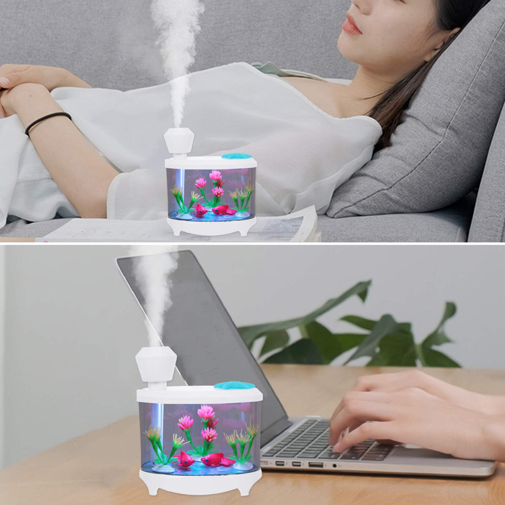 Healifty USB humidifier fish-tank-detail showing compact design for home desks