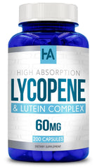 Healing Awakening Lycopene & Lutein Complex bottle front highlights 60mg potency per capsule for eye support