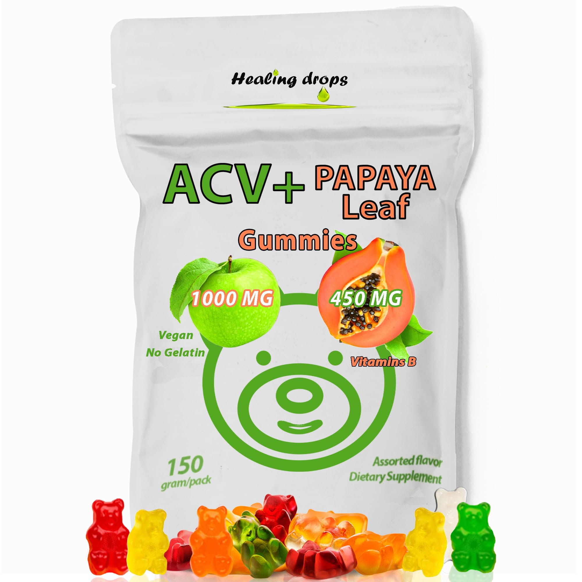 Healing Drops ACV Gummies bottle with natural flavors for everyday vitality