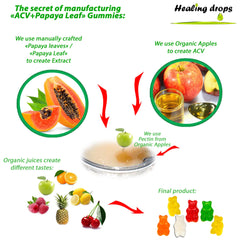 Healing Drops ACV Gummies label shows 1000 mg ACV per serving