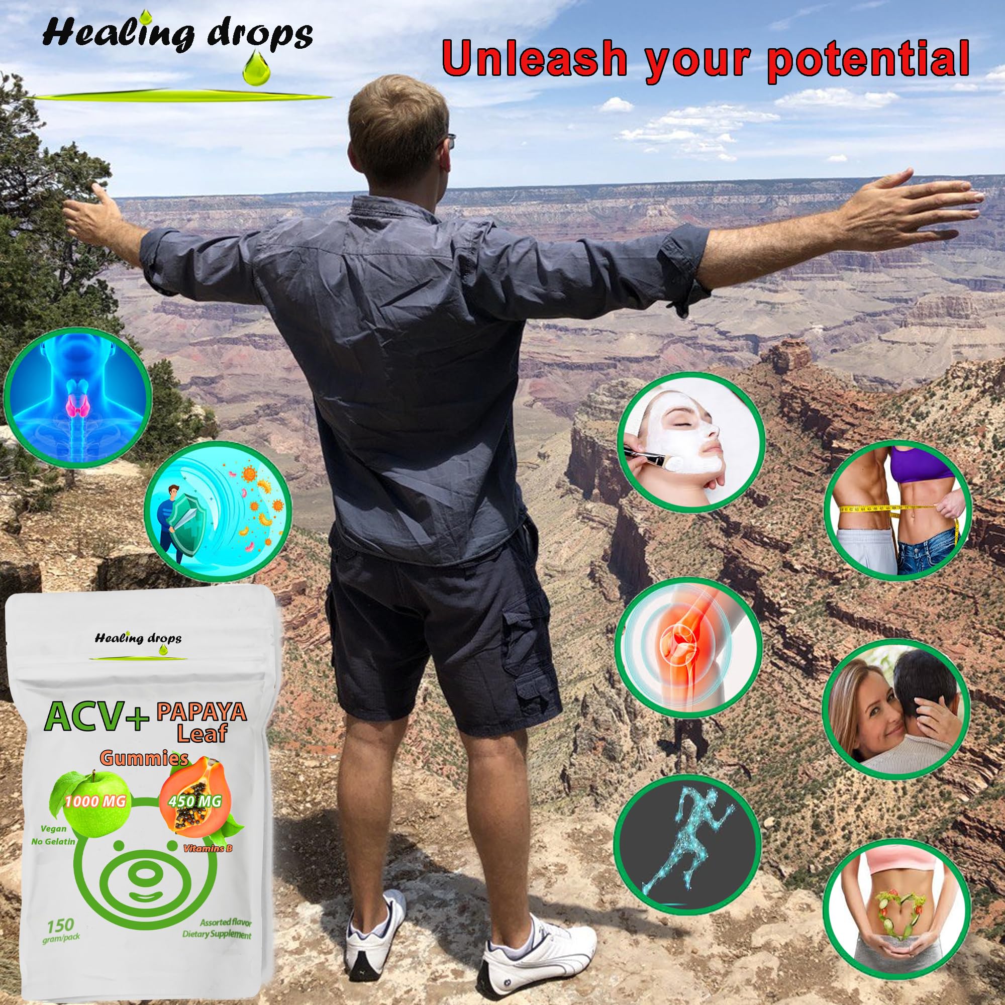 Healing Drops made in USA seal on packaging