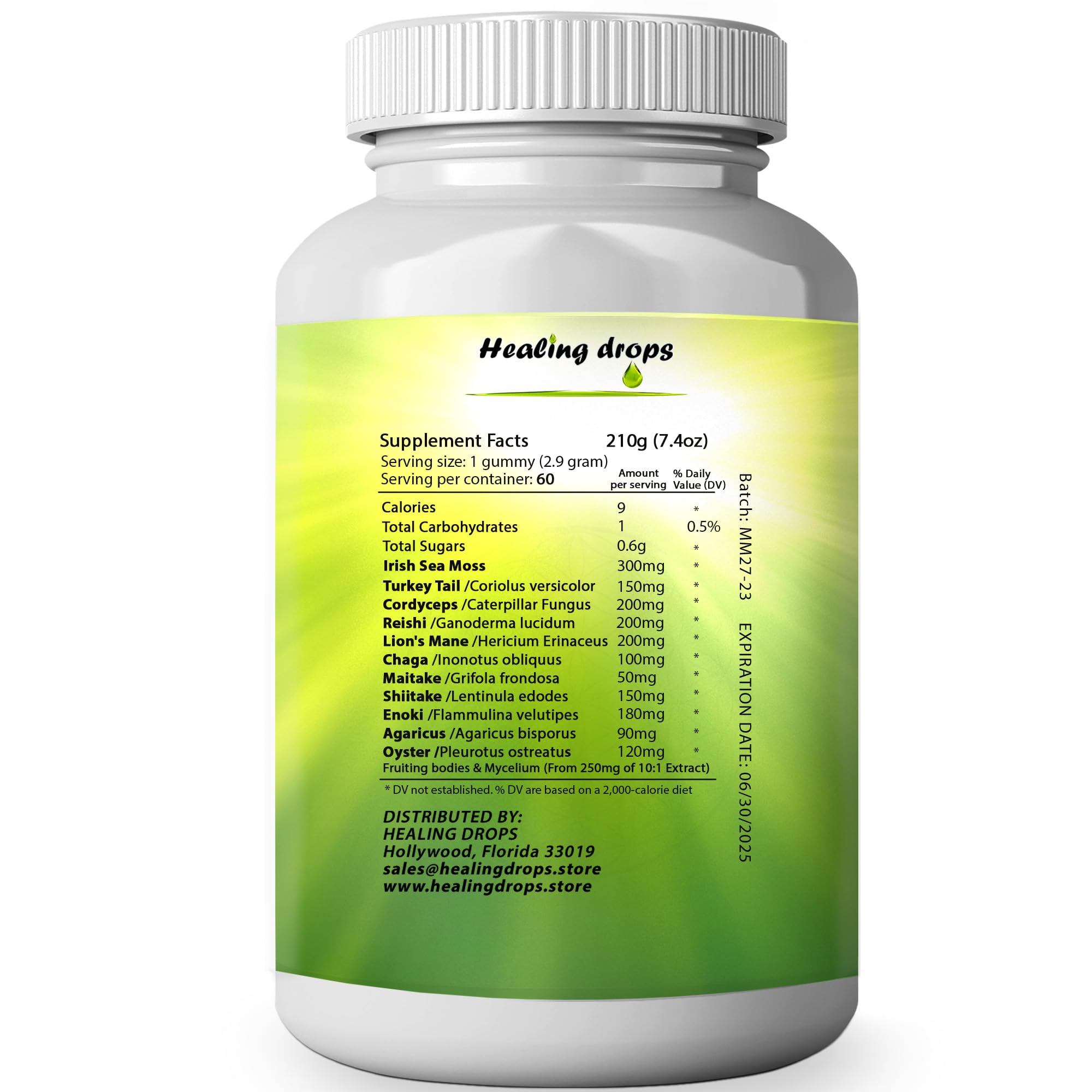 Healing Drops closeup texture highlights chewy bite and earthy mushroom notes.