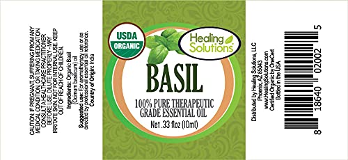Close-up of dropper cap on Healing Solutions Basil Oil for precise application