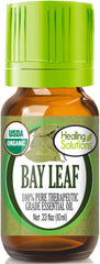 Healing Solutions bay leaf oil bottle for aromatherapy and skin care use.