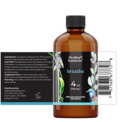 Healing Solutions Breathe Blend amber bottle with eyedropper supports measured drops for comfortable, targeted inhalation.