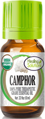 Healing Solutions Camphor Oil 10ml bottle for precise application and easy travel