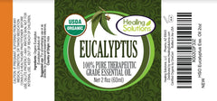 Healing Solutions Eucalyptus bottle pour, supports easy, precise aromatherapy dosing in blends.