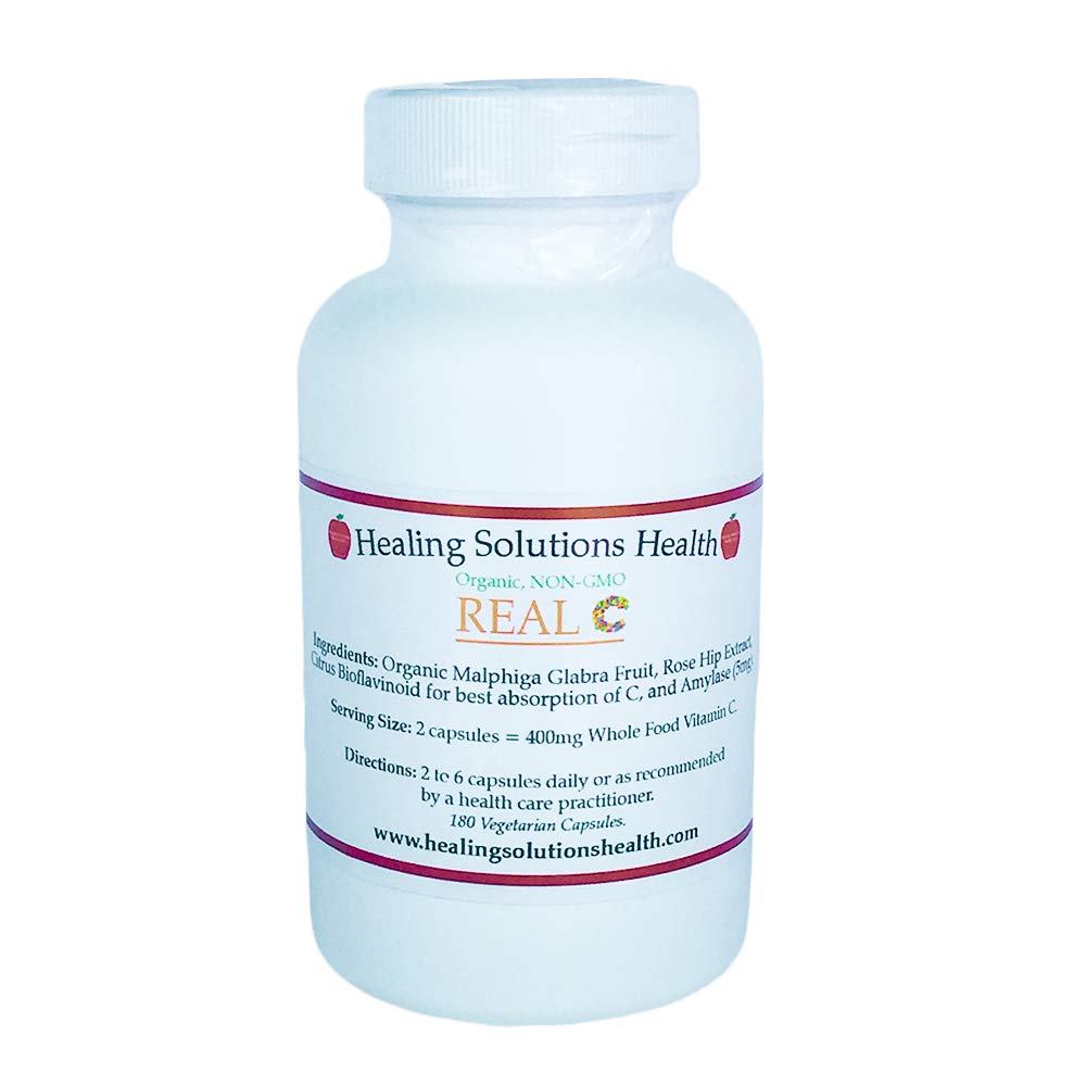 Healing Solutions Health Real C 2-4 bottle, convenient daily vitamin C from whole fruit.