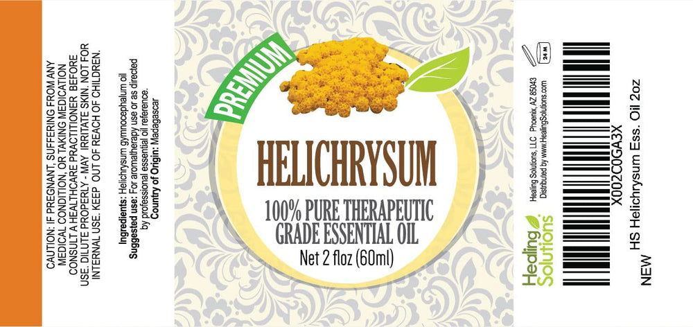 GC-MS tested Helichrysum oil in amber bottle from Healing Solutions
