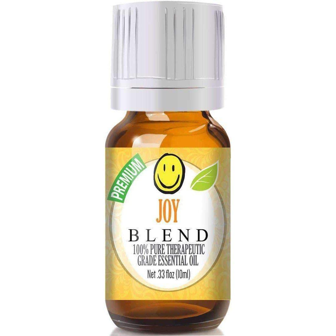 Healing Solutions Joy essential oil bottle with dropper for mood support in diffusers.