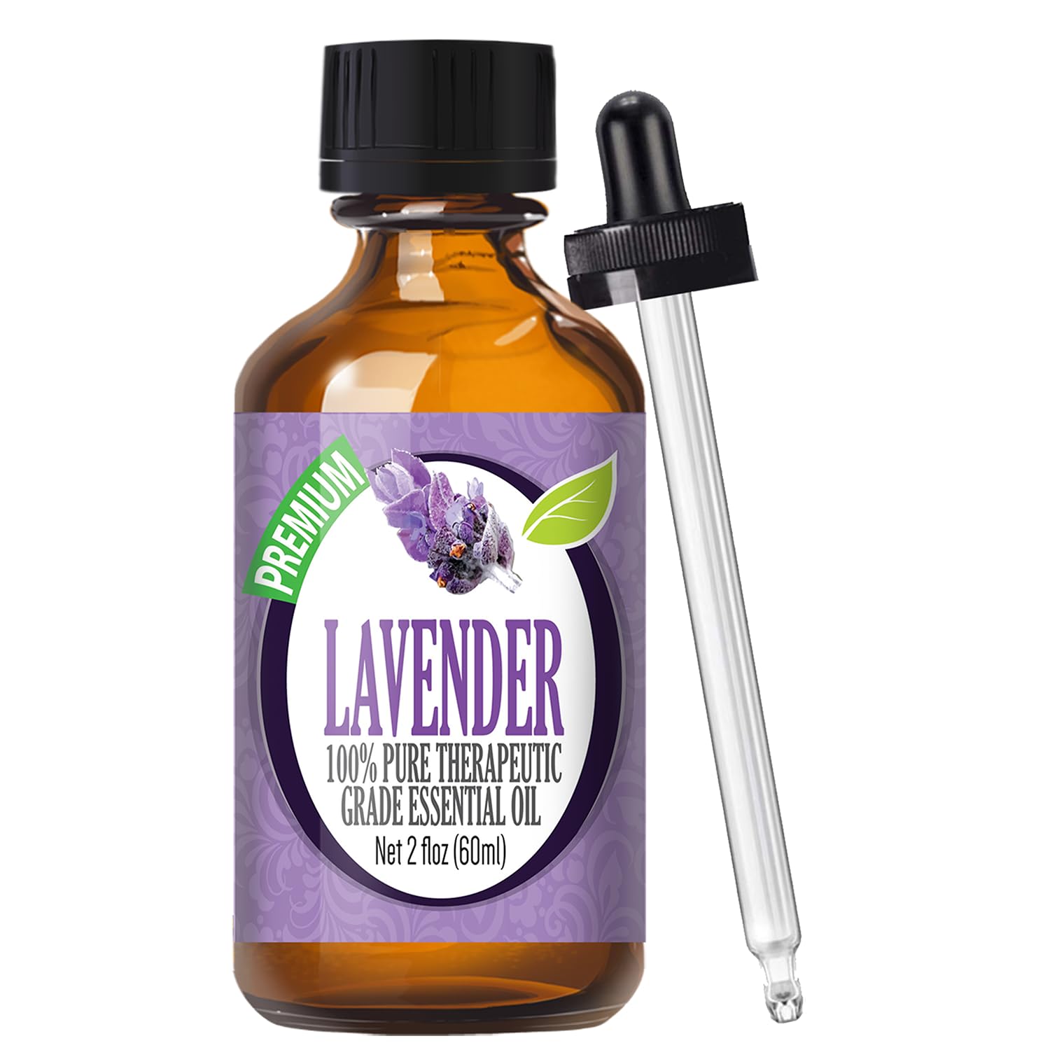 Healing Solutions Lavender oil in amber bottle for lasting aromatherapy sessions.