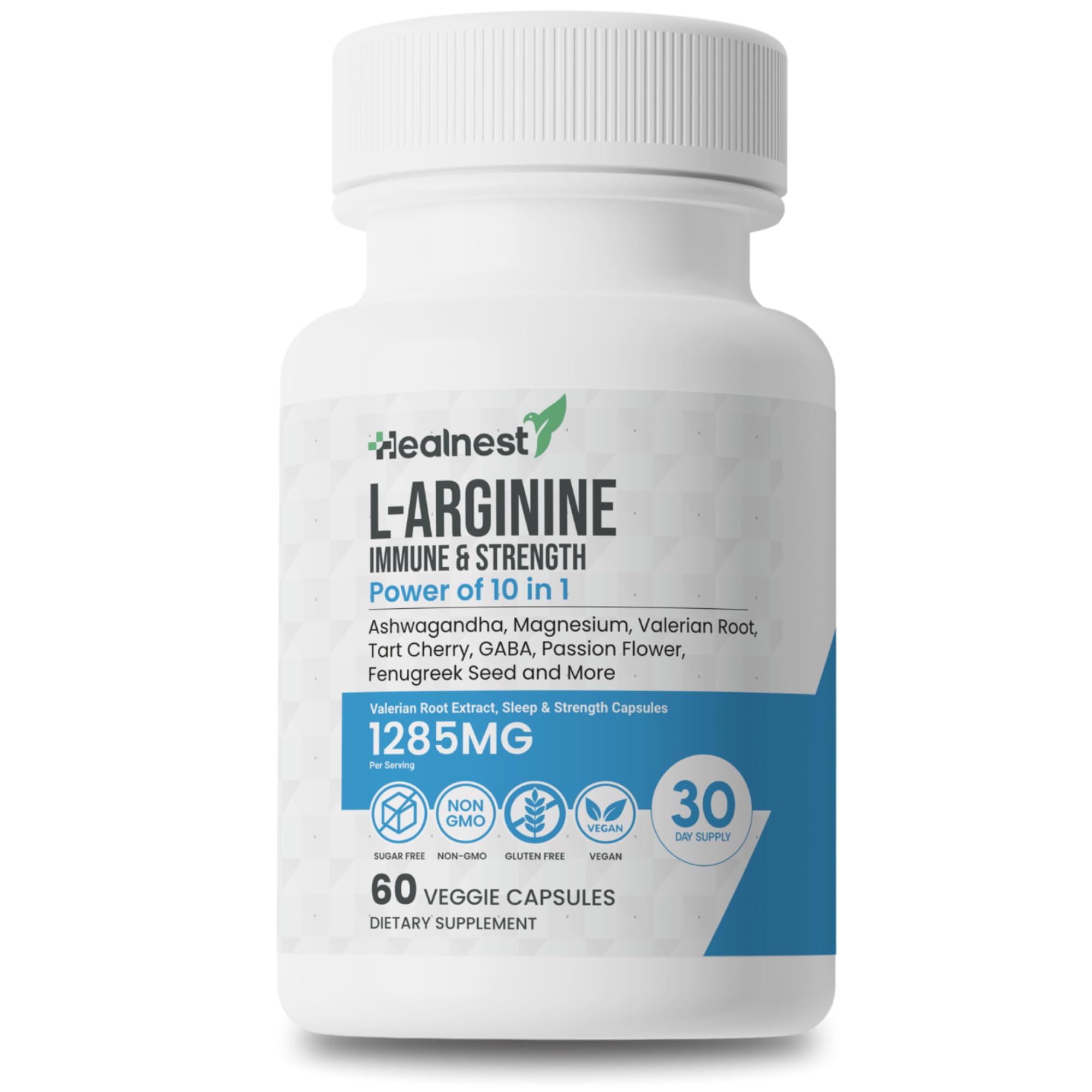 HEALNEST L-Arginine Capsules bottle pour suggesting daily energy and circulation support