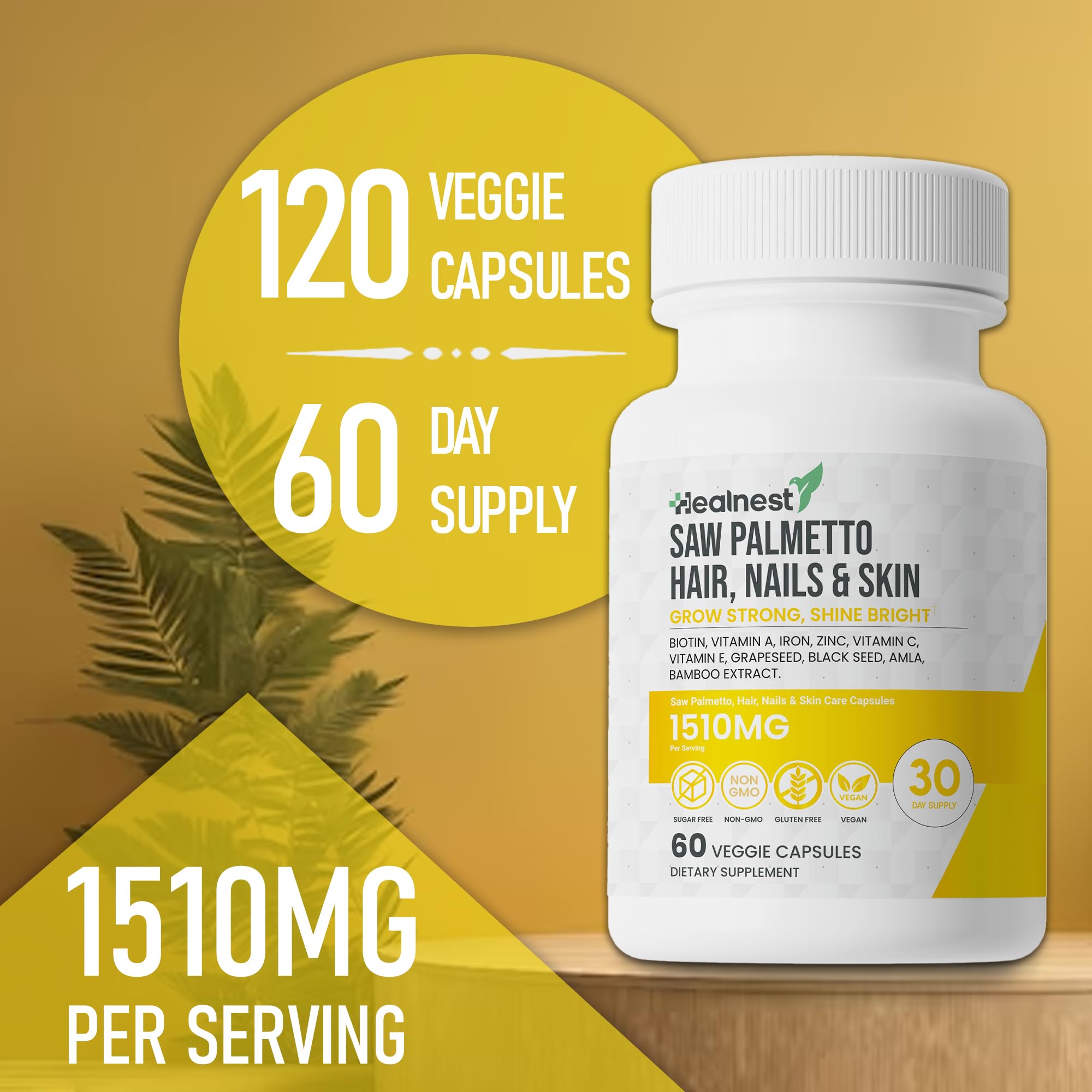 HEALNEST vegan non-GMO label on bottle