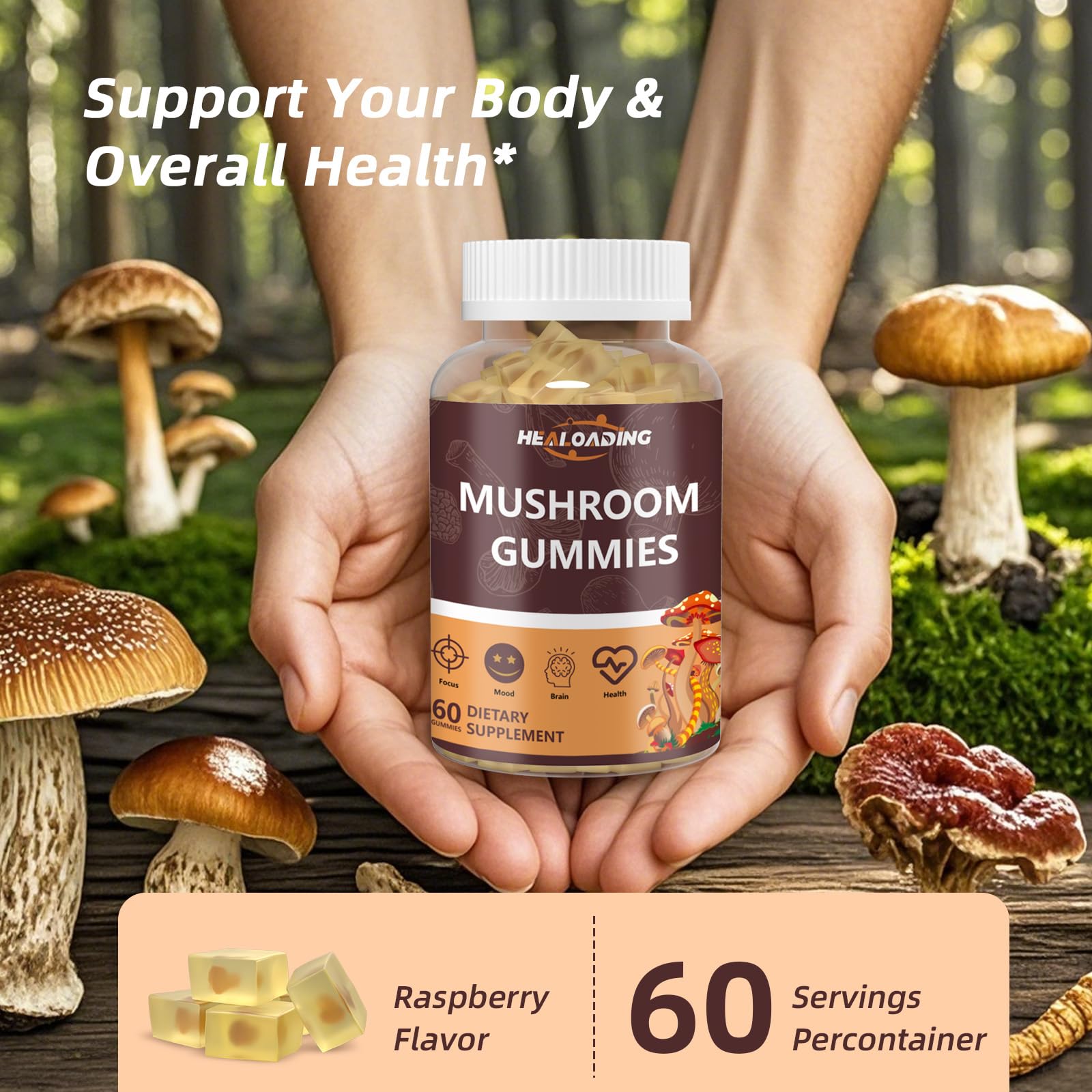 HEALOADING Cordyceps gummies for sustained energy during workouts.