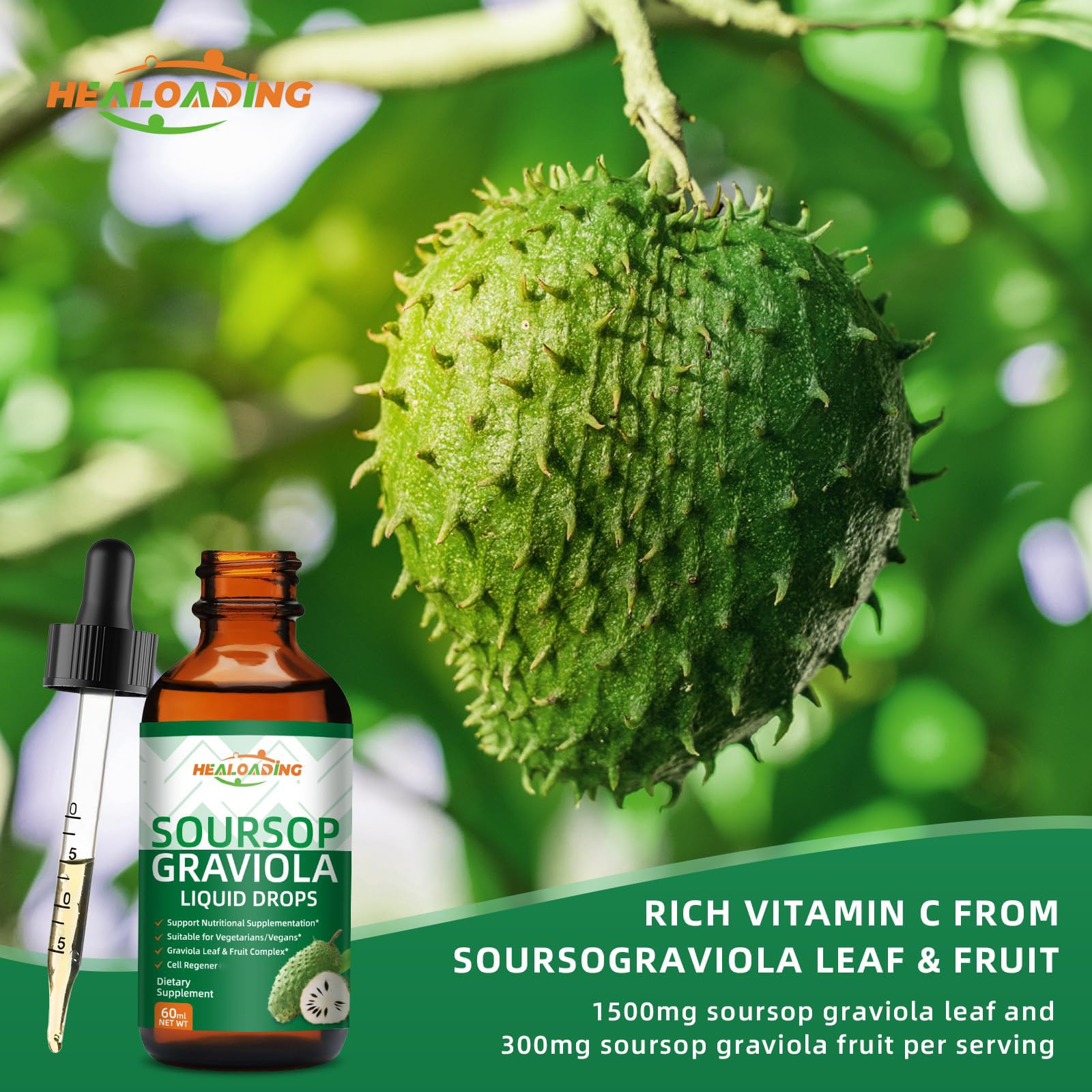 HEALOADING Soursop Bitters Measuring Drops facilitate easy portioning.