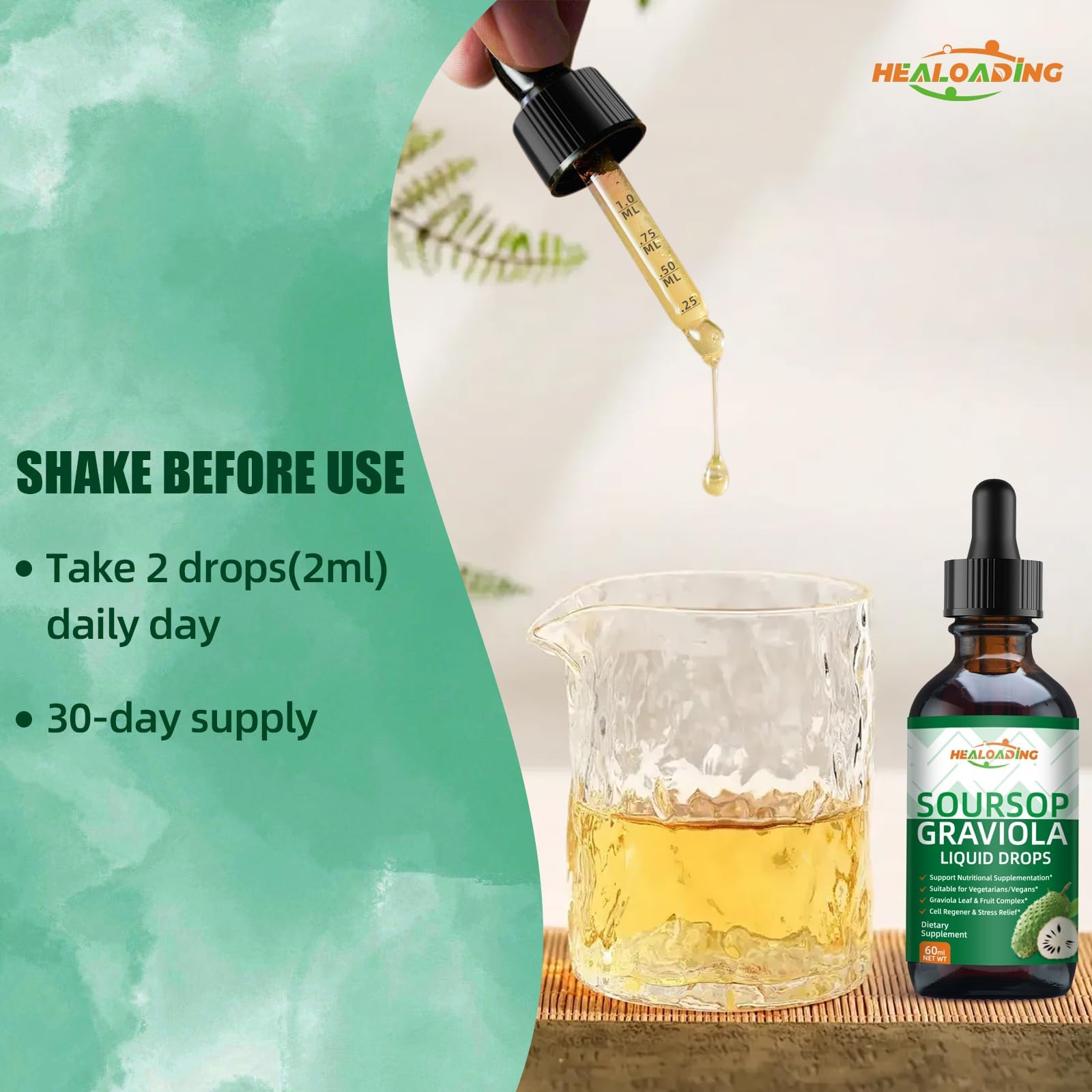 HEALOADING Soursop Bitters Packaging designed for freshness and storage.