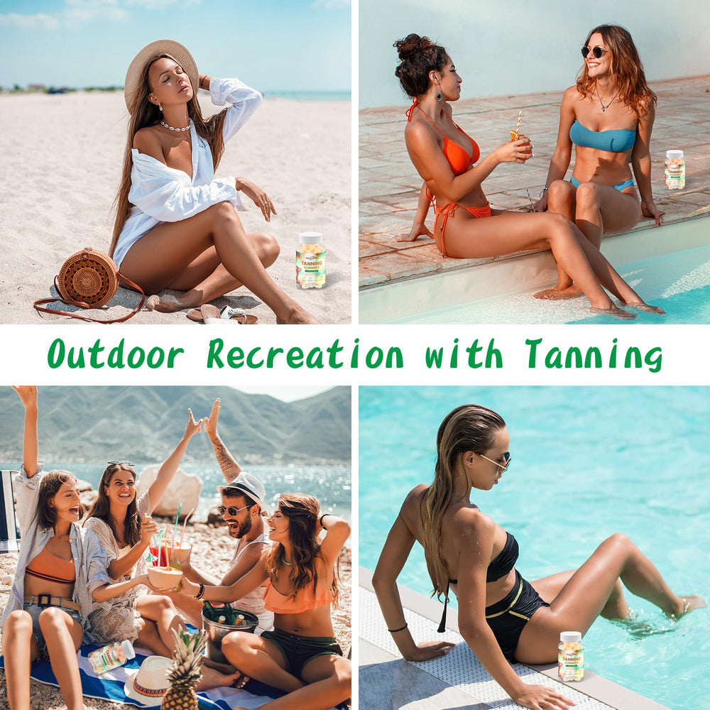 HEALOADING Tanning Gummies skin radiance shot showing even tone.