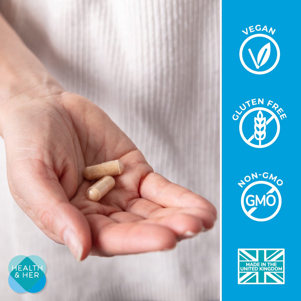 Health & Her perimenopause UK-made badge indicating quality