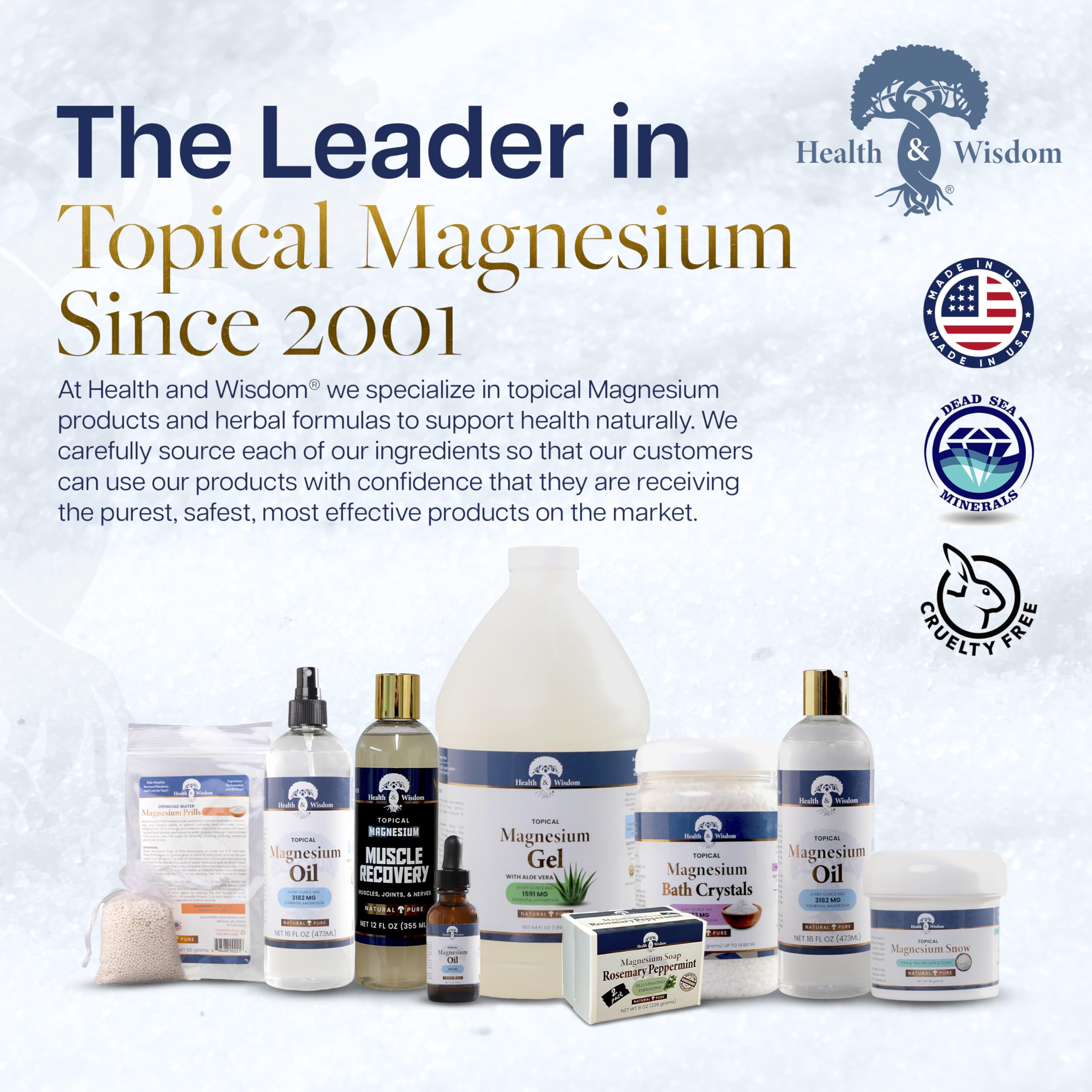 Health and Wisdom Magnesium Snow travel jar ideal for on-the-go skincare.