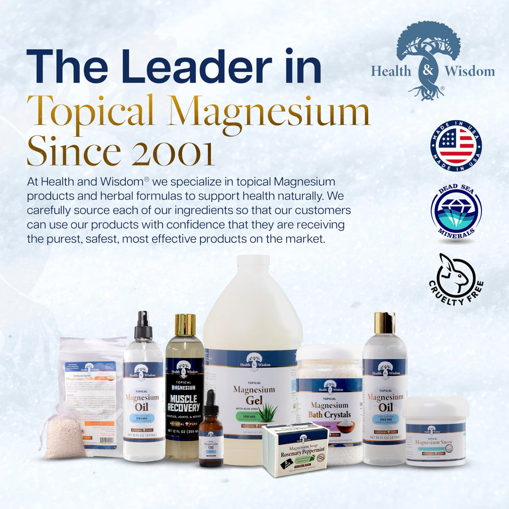 Health and Wisdom Magnesium Snow travel jar ideal for on-the-go skincare.