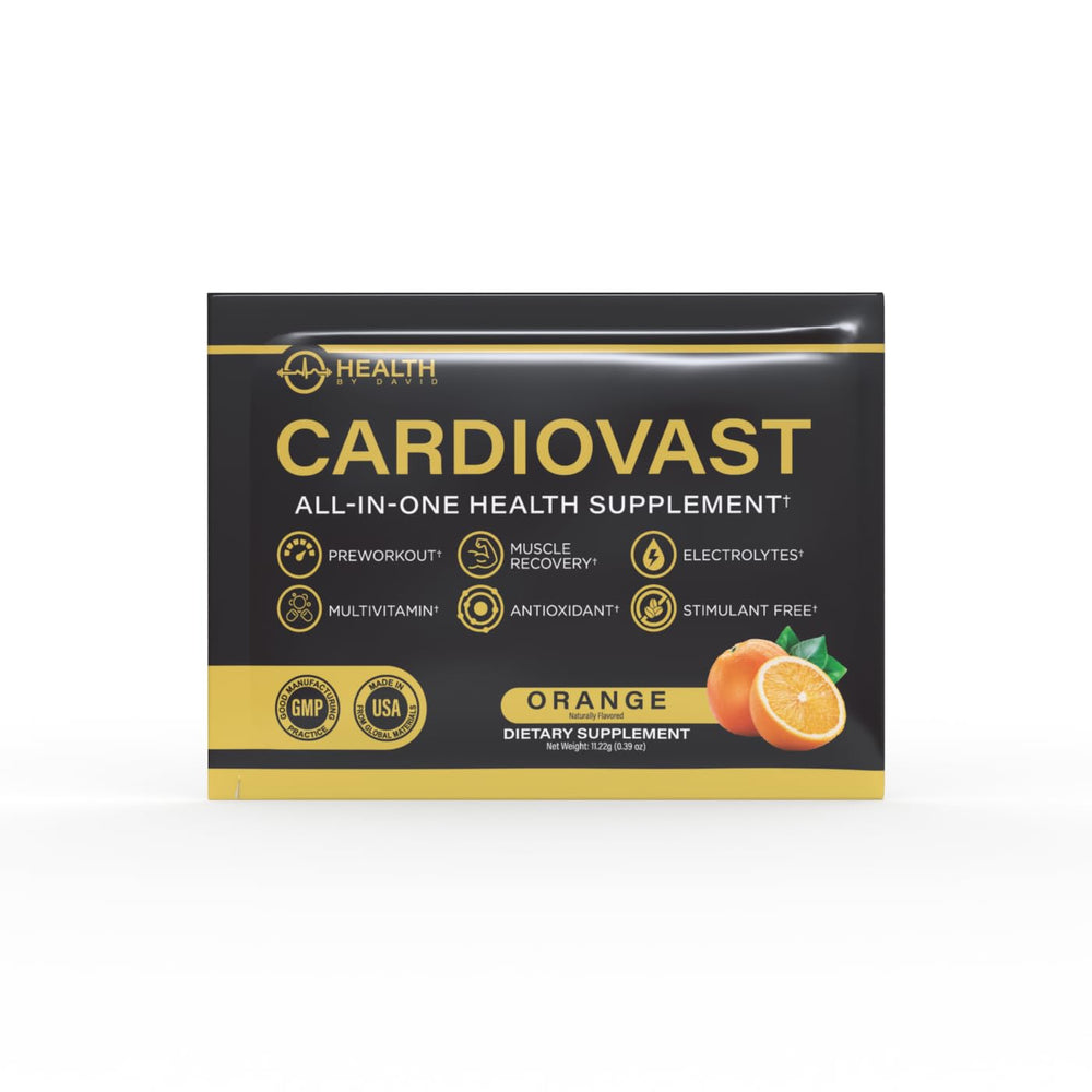 Health by David CardioVast bottle pour displays convenient daily dose for endurance.