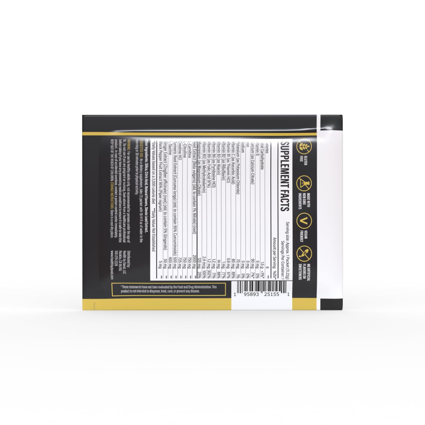 Health by David CardioVast packaging overview implies all-in-one formula for recovery and energy.