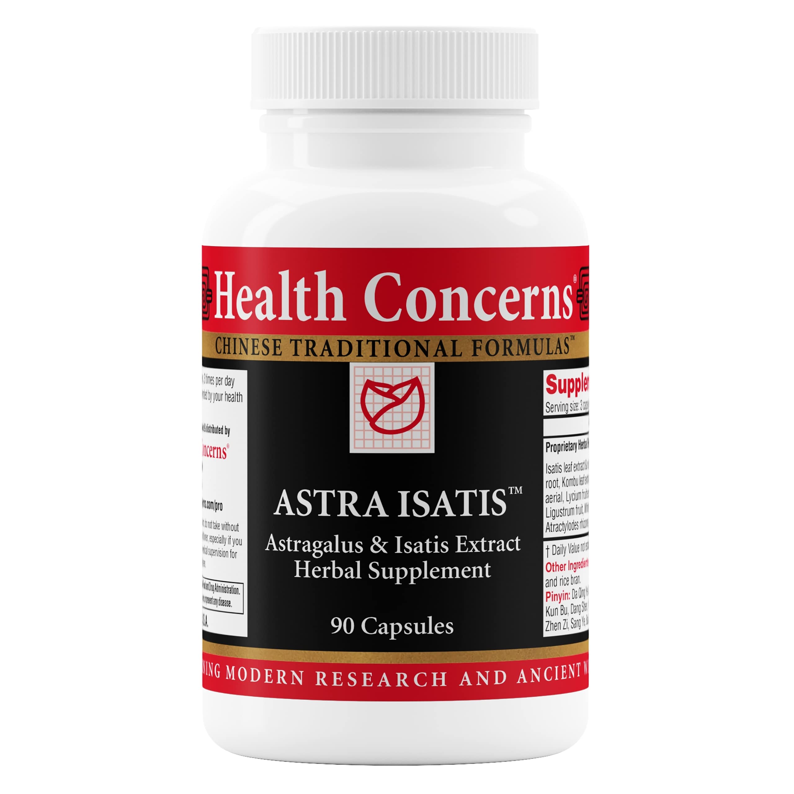 Health Concerns Astra Isatis bottle front showing packaging for daily immune support
