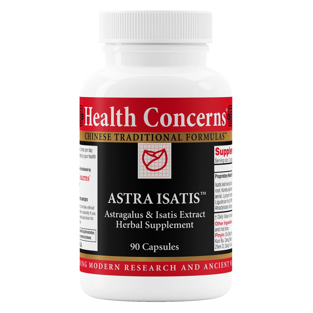 Health Concerns Astra Isatis bottle front showing packaging for daily immune support