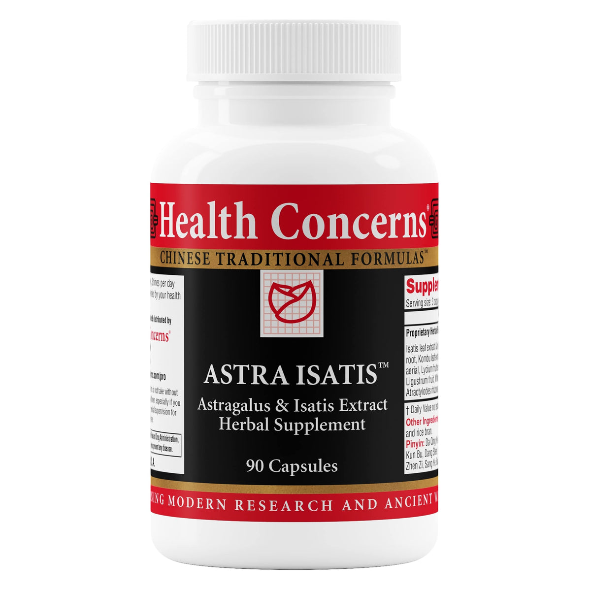 Health Concerns Astra Isatis bottle front showing packaging for daily immune support