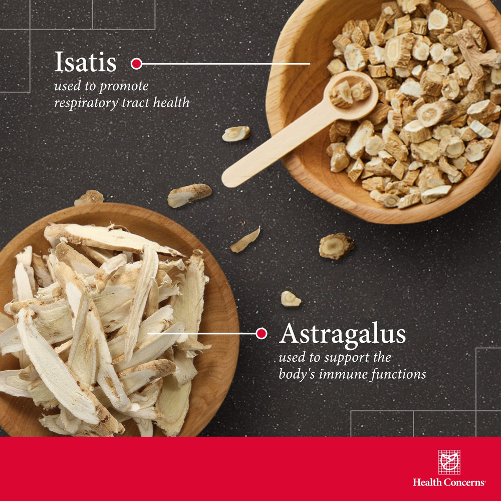 Health Concerns Astra Isatis capsules closeup indicating easy-to-swallow plant-based capsules