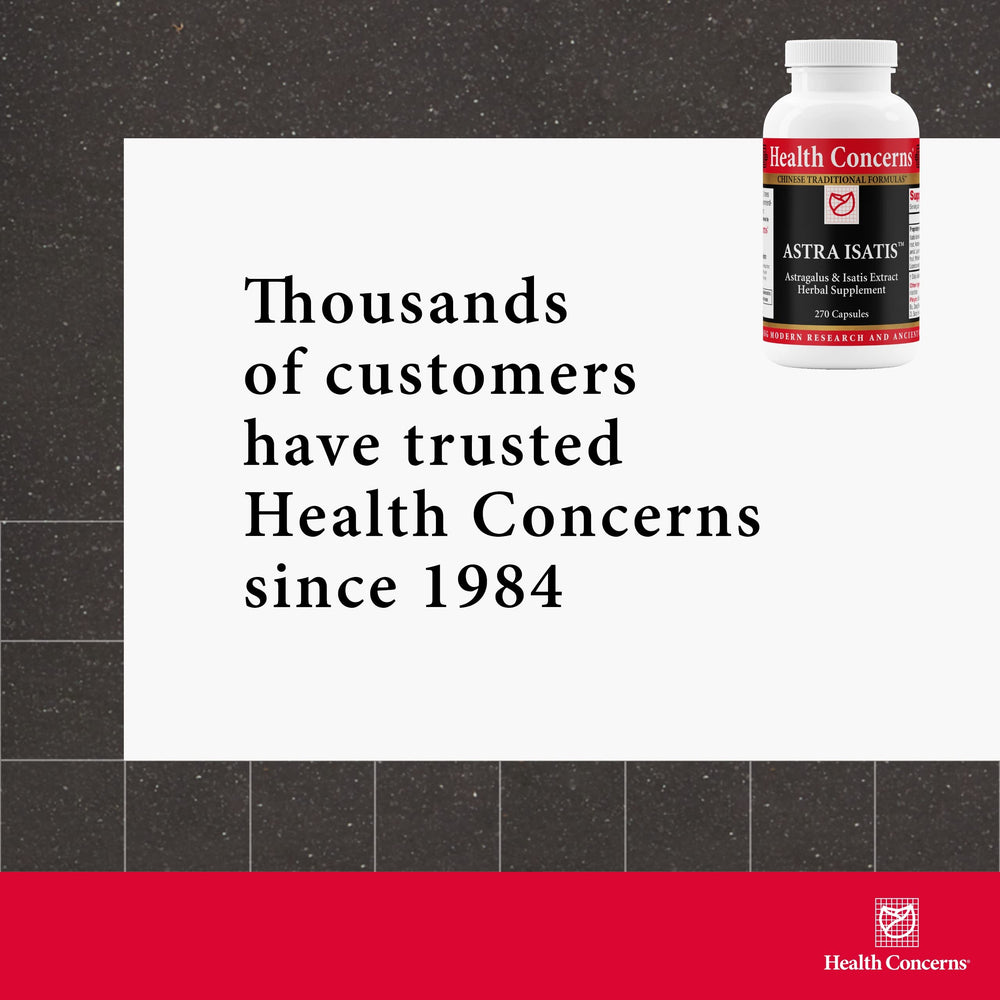 Health Concerns Astra Isatis capsules in hand for easy dosing