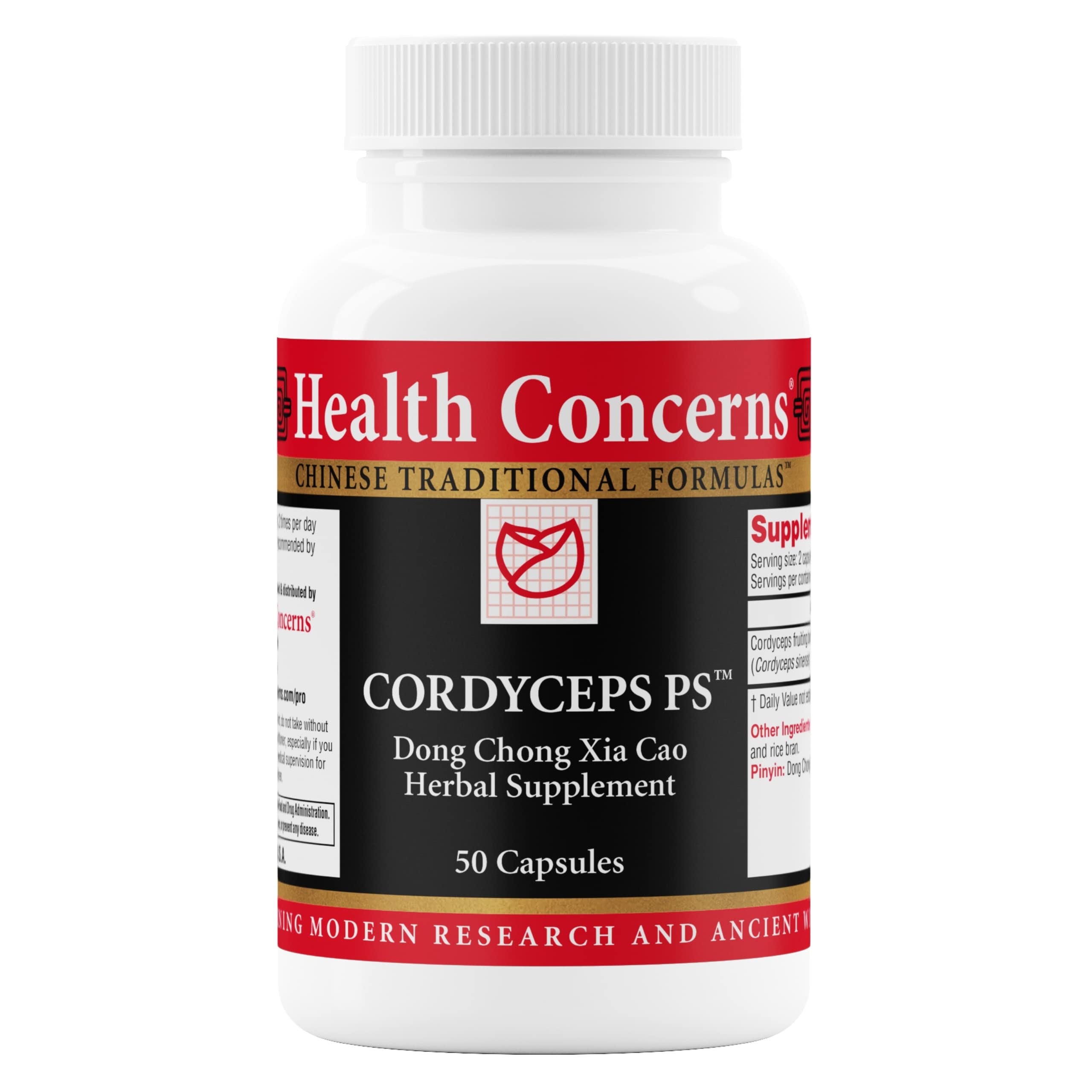Health Concerns Cordyceps PS bottle front view showing potential lung and energy support